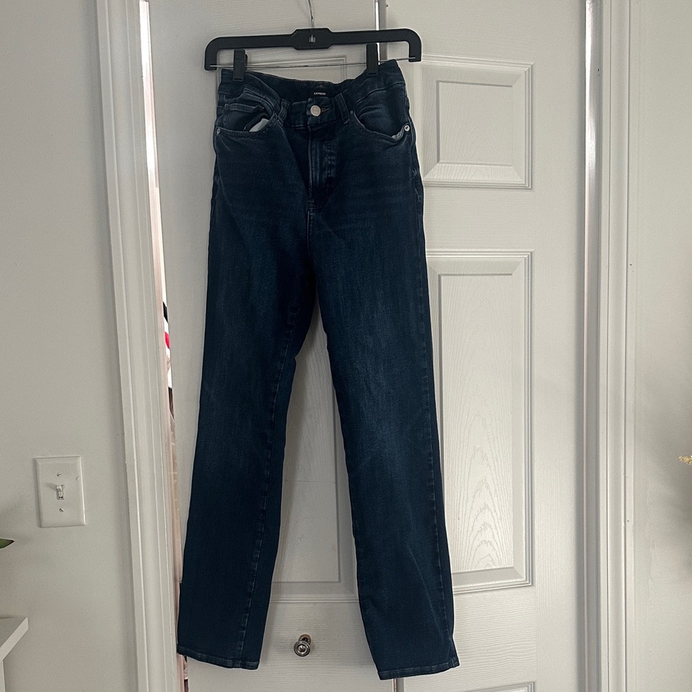 Express Dark Blue Straight Leg Jeans